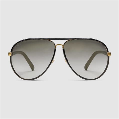 gucci leather wrapped aviators|Men's Gucci Aviator Sunglasses .